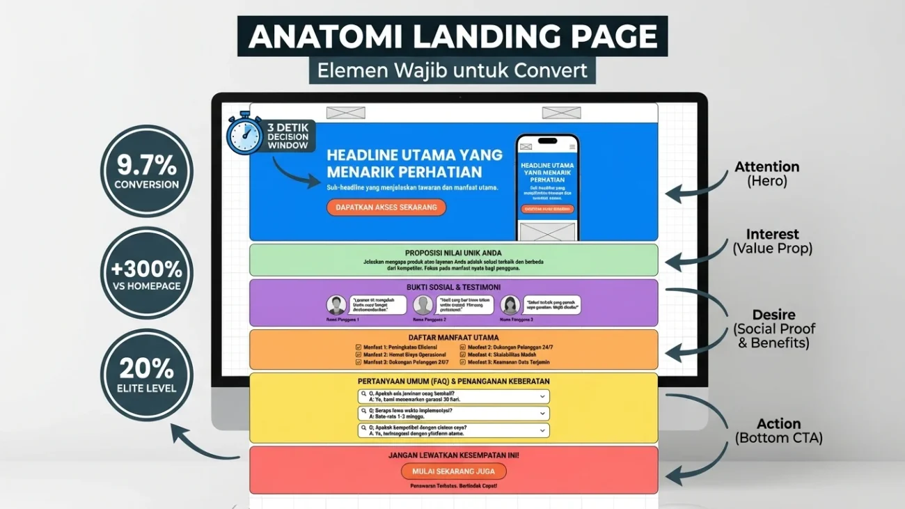 Anatomi Landing Page yang Convert: Elemen Wajib dan Contohnya