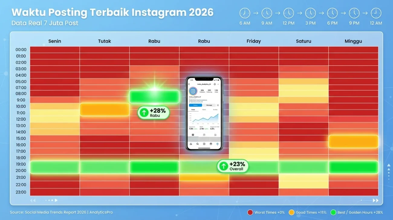 Waktu Posting Terbaik Instagram 2026: Data Real dari 7 Juta Post (Bukan Asal Tebak!)
