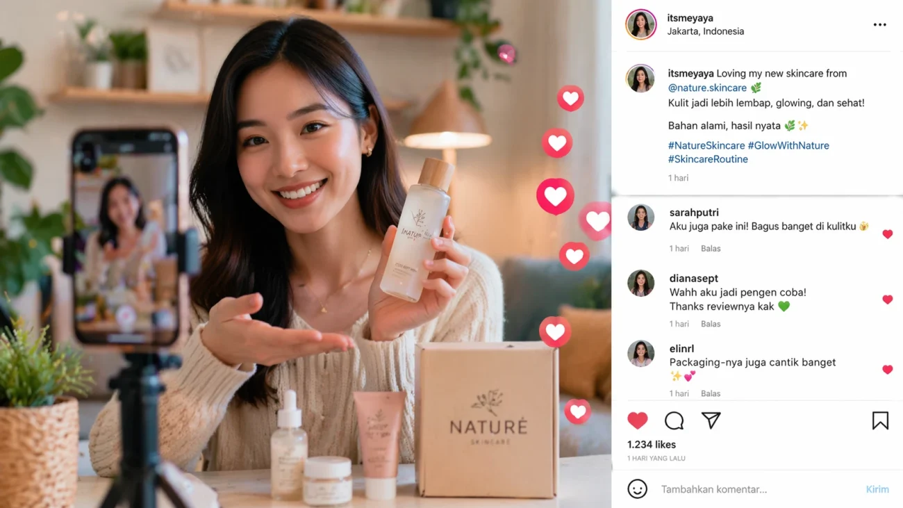 Konten buatan pengguna dengan produk brand yang dibagikan di media sosial.