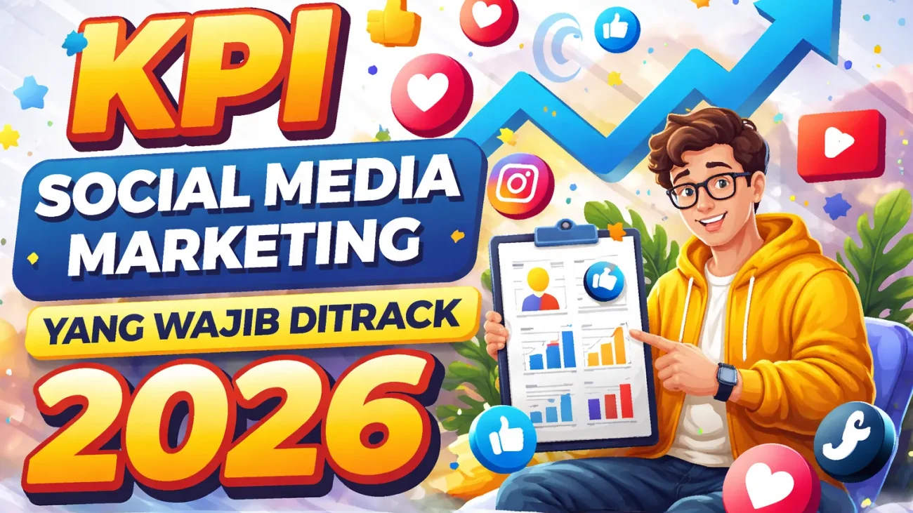 Ilustrasi 5 kategori KPI social media marketing dengan framework awareness engagement konversi pertumbuhan sentiment dan formula perhitungan
