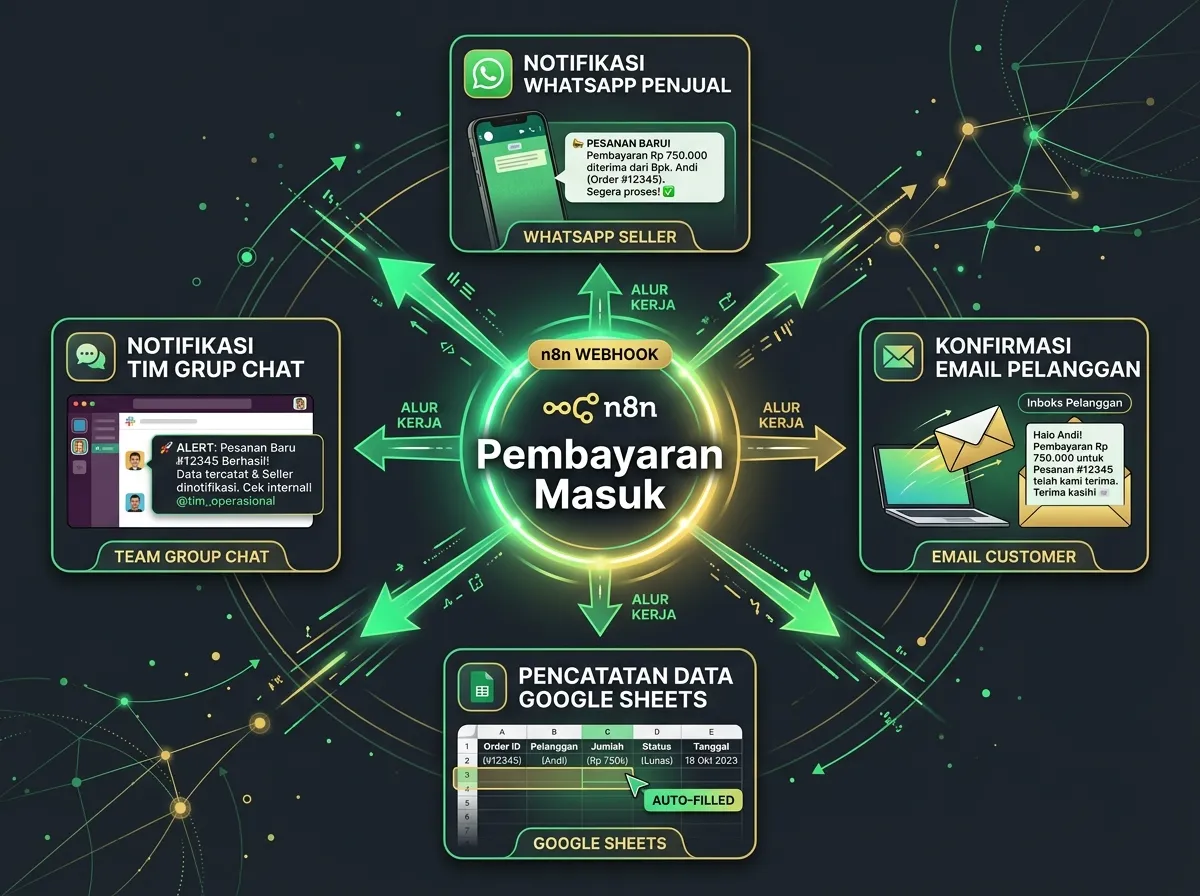4 Hal yang Bisa Dilakukan n8n Setelah Menerima Webhook Pembayaran