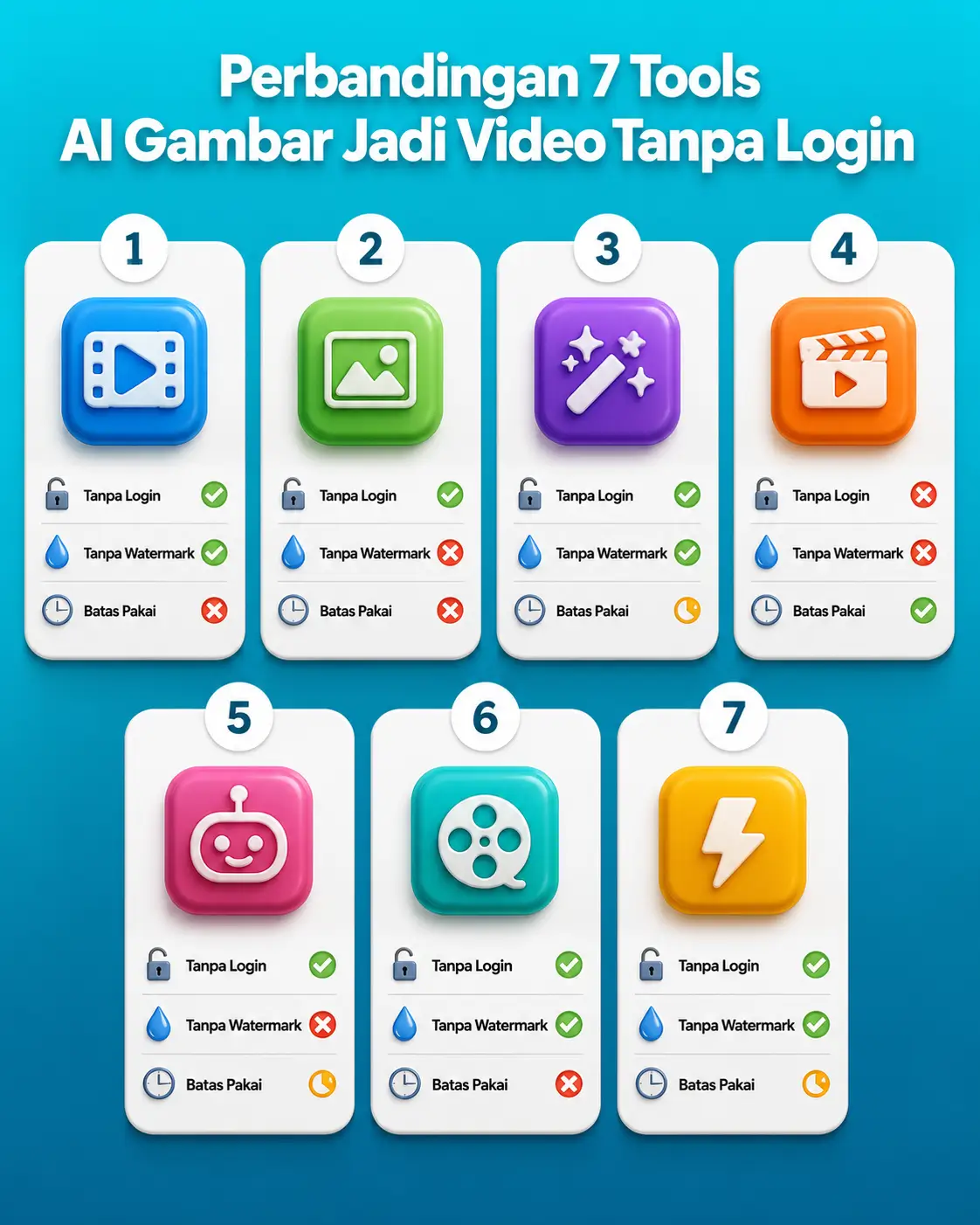 Perbandingan 7 Tools AI Gambar Jadi Video Tanpa Login