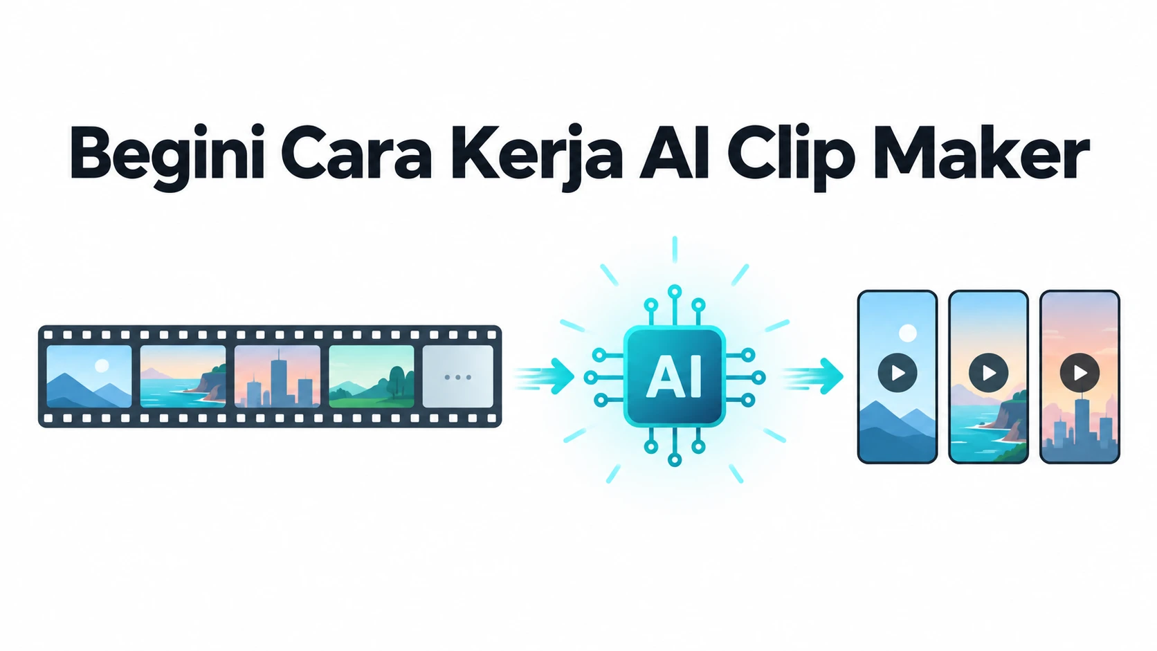 Infografis 6 langkah cara pakai CapCut AI Clip Maker untuk potong video otomatis